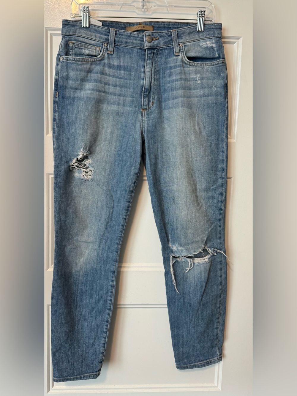 Joe's Jeans High Rise Crop Distressed Skinny Jeans Women's W28 Light Wash